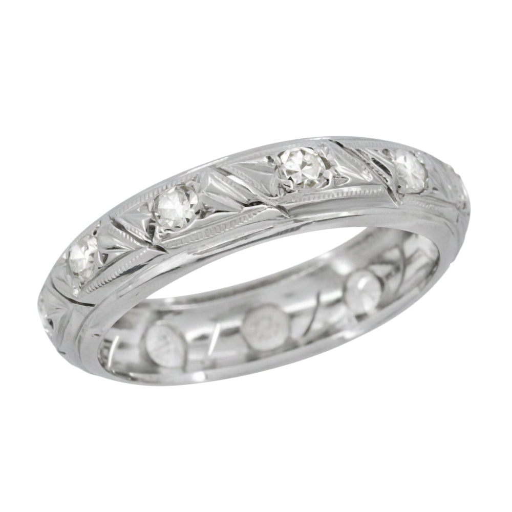 Art Deco Ellington Vintage Diamond Wedding Band in Platinum - Size 6