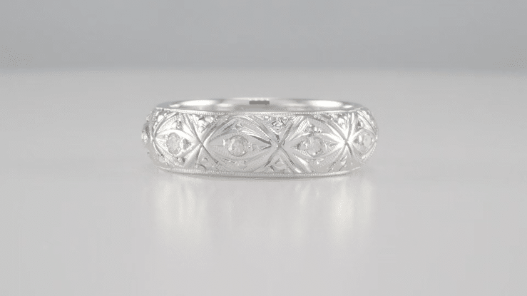 Art Deco Enfield Diamond Antique Wedding Ring in Platinum - Size 5 - Item: R991 - Image: 3