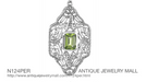 Art Deco Filigree Peridot Dangle Drop Pendant Necklace in Sterling Silver