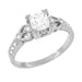 Art Deco Platinum Loving Hearts 1 Carat Square Princess Cut Diamond Engraved Engagement Ring