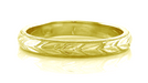 Art Deco Carved Maile Leaves Antique Style Wedding Ring in Yellow Gold