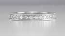 Art Deco Engraved Wheat Eternity Diamond Wedding Band in Platinum