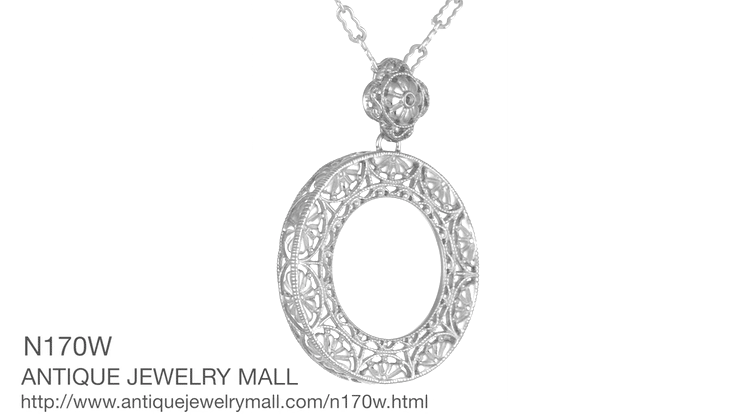 Art Deco Eternal Circle of Love Filigree Pendant Necklace in Sterling Silver - Item: N170W - Image: 7