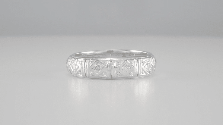 Art Deco Fenwick Diamond Antique Wedding Ring in Platinum - Size 6 - Item: R1008 - Image: 3