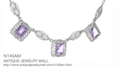 Art Deco Filigree Amethyst 3 Drop Necklace in Sterling Silver