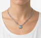 Art Deco Filigree Blue Topaz Drop Pendant Necklace in Sterling Silver