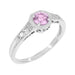 Art Deco Filigree Pink Sapphire and Diamond Engagement Ring in Platinum