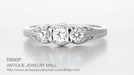 Art Deco Filigree Antique Style 3 Stone Diamond Ring in Platinum