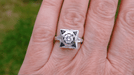 Art Deco Filigree Triangle Sapphires 1/2 Carat Diamond Engagement Ring in 14 Karat White Gold