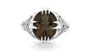 Art Deco Filigree Claw Prong Statement Ring - 4.30 Carat Oval Smoky Quartz Ring in Sterling Silver