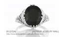 Art Deco Filigree Oval Black Onyx Ring in 14 Karat White Gold