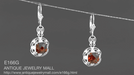 Art Deco Filigree Cushion Cut Almandine Garnet Drop Earrings in Sterling Silver