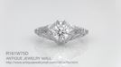 Art Deco Filigree Antique Engraved Solitaire Diamond Engagement Ring in White Gold