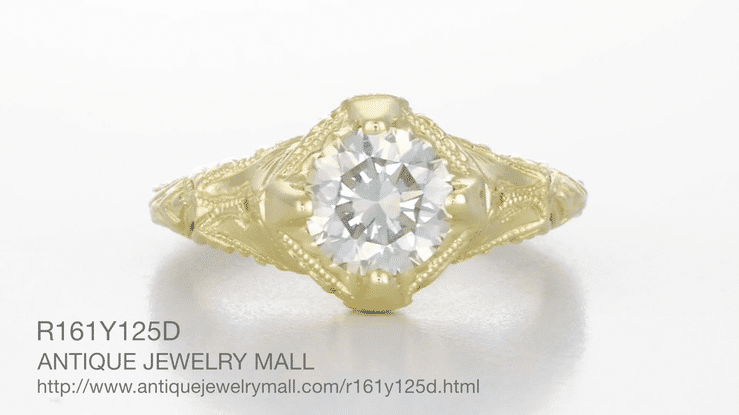 1920s Art Deco Filigree Yellow Gold Vintage Engraved Diamond Solitaire Engagement Ring - Item: R161Y75D-LC - Image: 5