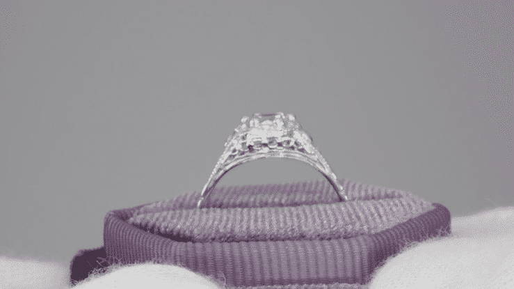 Art Deco Filigree Flowers Vintage Style White Sapphire Engagement Ring in 14K White Gold - Item: R706WWS - Image: 5