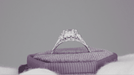 Art Deco Filigree Flowers Vintage Style White Sapphire Engagement Ring in 14K White Gold