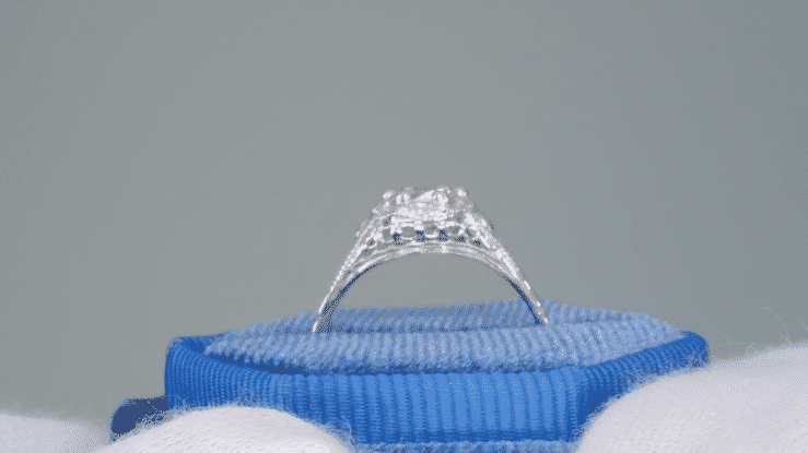 Art Deco Filigree Flowers Antique Design 0.50 Carat Diamond Engagement Ring in 14 Karat White Gold - Item: R706WD-LC - Image: 5