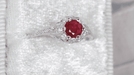 Art Deco Filigree Flowers Ruby Engagement Ring in 14 Karat White Gold