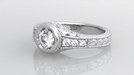 Art Deco Filigree Flowers and Scrolls Engraved 1/4 Carat Diamond Engagement Ring in 14 Karat White Gold
