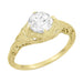 Art Deco Filigree Engraved Diamond Solitaire Engagement Ring in 14 Karat Yellow Gold