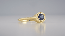 Art Deco Blue Sapphire Filigree Hexagon Engagement Ring in 14K Yellow Gold