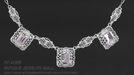 Art Deco Filigree Rose de France 3 Drop Necklace in Sterling Silver