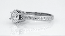 Art Deco Filigree Scrolls Tiara Crown 1.25 Carat Solitaire Diamond Engraved Engagement Ring in White Gold