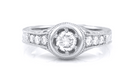 Art Deco Filigree Scrolls and Flowers Carved Low Profile 3/4 Carat Diamond Engagement Ring Setting in White Gold - 14K or 18K