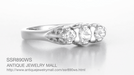 Art Deco Filigree Sterling Silver White Sapphire Three Stone Ring