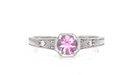 Art Deco Filigree Pink Sapphire and Diamond Engagement Ring in Platinum