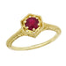 Art Deco Filigree Halo Hexagon Ruby Ring in 14K Yellow Gold - July Birthstone