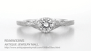 Art Deco Filigree Flowers and Wheat Engraved 0.40 Carat Solitaire White Sapphire Engagement Ring in 18 Karat White Gold