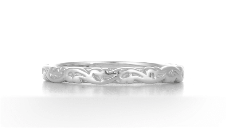 Art Deco Grooved Antique Scrolls Wedding Band in Sterling Silver - Item: SSR639 - Image: 4