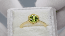 Art Deco Hexagon Filigree Solitaire Peridot Ring in 14K Yellow Gold