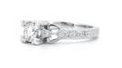 Art Deco Loving Hearts Antique Style Engraved 3/4 Carat Diamond Engagement Ring in 14 or 18 Karat White Gold