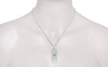 1920's Art Deco Floral Filigree Lozenge Shape Lab Created Emerald Necklace with Diamonds in Sterling Silver