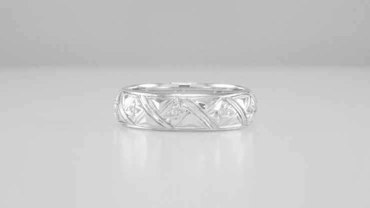 Art Deco Marbledale Antique Diamond Wedding Ring in Platinum - Size 5 - Item: R1064 - Image: 3