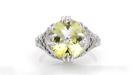 Art Deco Oval Filigree Lemon Quartz Statement Ring in Sterling Silver | 4.35 Carats