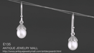 Art Deco Pearl Drop Earrings in 14 Karat White Gold