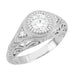 Art Deco Platinum Sculptural Filigree Low Dome 3/4 Carat Diamond Engagement Ring