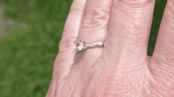Art Deco Scrolls Diamond Engagement Ring in 14 Karat White Gold - Item: R639WD-LC - Image: 7