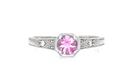 Art Deco Square Frame Filigree Natural Pink Sapphire Engagement Ring in White Gold