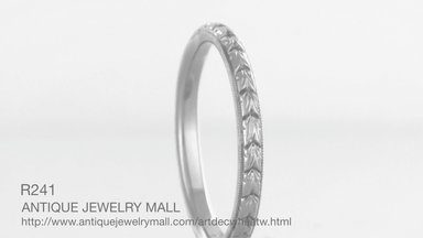 Art Deco Thin Hand Engraved Wheat Wedding Band in White Gold - 2mm - alternate view
