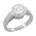 Art Deco 1 to 1.25 Carat Filigree Engraved Wheat Halo Bezel Engagement Ring Setting in White Gold | Low Profile