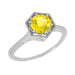 Art Deco Yellow Sapphire Filigree Hexagon Engagement Ring in 14 Karat White Gold