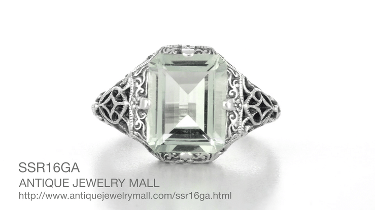 Sterling Silver Green Amethyst Ring - 0.80 CT With Cubic Zirconia, Size 8