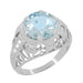 Art Deco Filigree Aquamarine and Diamonds Dome Statement Ring in 14 Karat White Gold