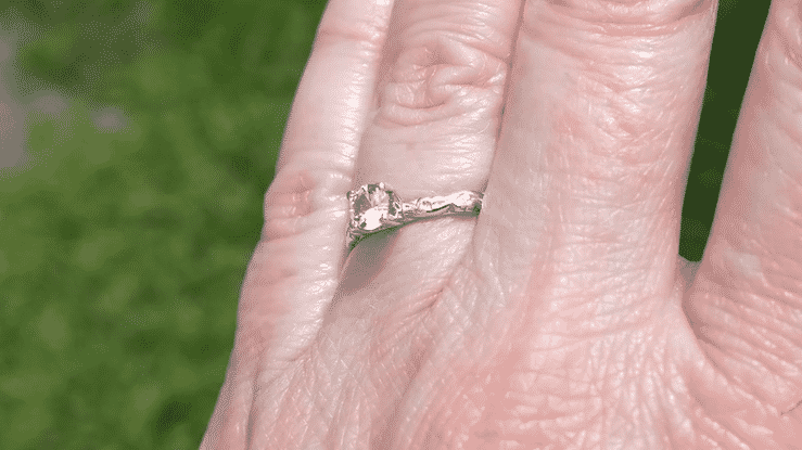 Art Deco Scrolls Solitaire Diamond Engagement Ring in Platinum - Item: R639PD-LC - Image: 7