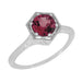 Art Deco Antique Style Filigree Hexagonal 1.20 Carat Rhodolite Garnet Engagement Ring in 14K White Gold