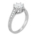 Art Deco White Gold Royal Crown Engraved Antique 1 Carat Engagement Ring Semimount with a Diamond - 14K or 18K - R460W1
